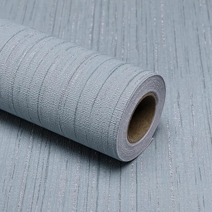 Grey Blue Grasscloth Peel and Stick Wallpaper 15.74" x 196.85" Textured Neutral
