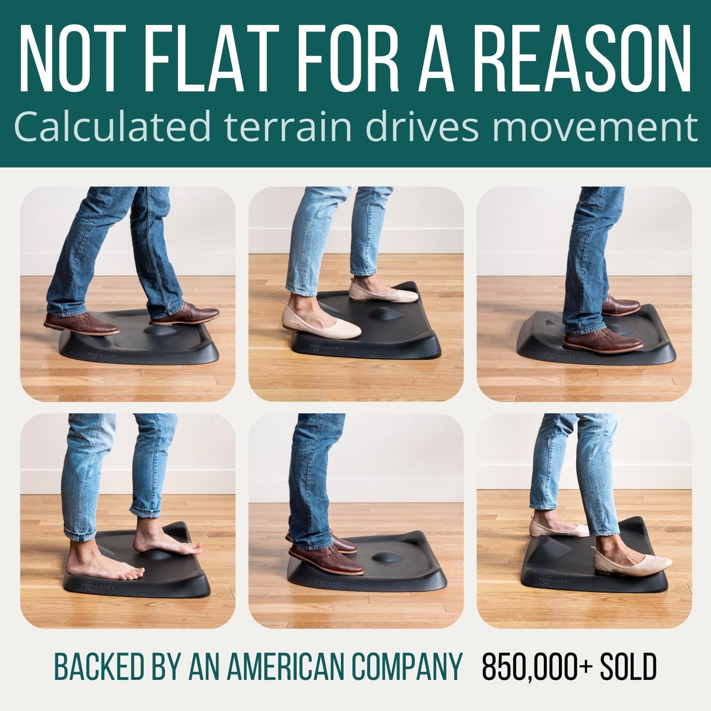 The Standing Desk Mat - Topo by Ergodriven | Premium Not-Flat Anti-Fatigue Standing Desk Mat with Calculated Terrain | Ultra-Thick Deluxe Comfort Foam, Durable, PVC-Free | Accessories | Obsidian Black