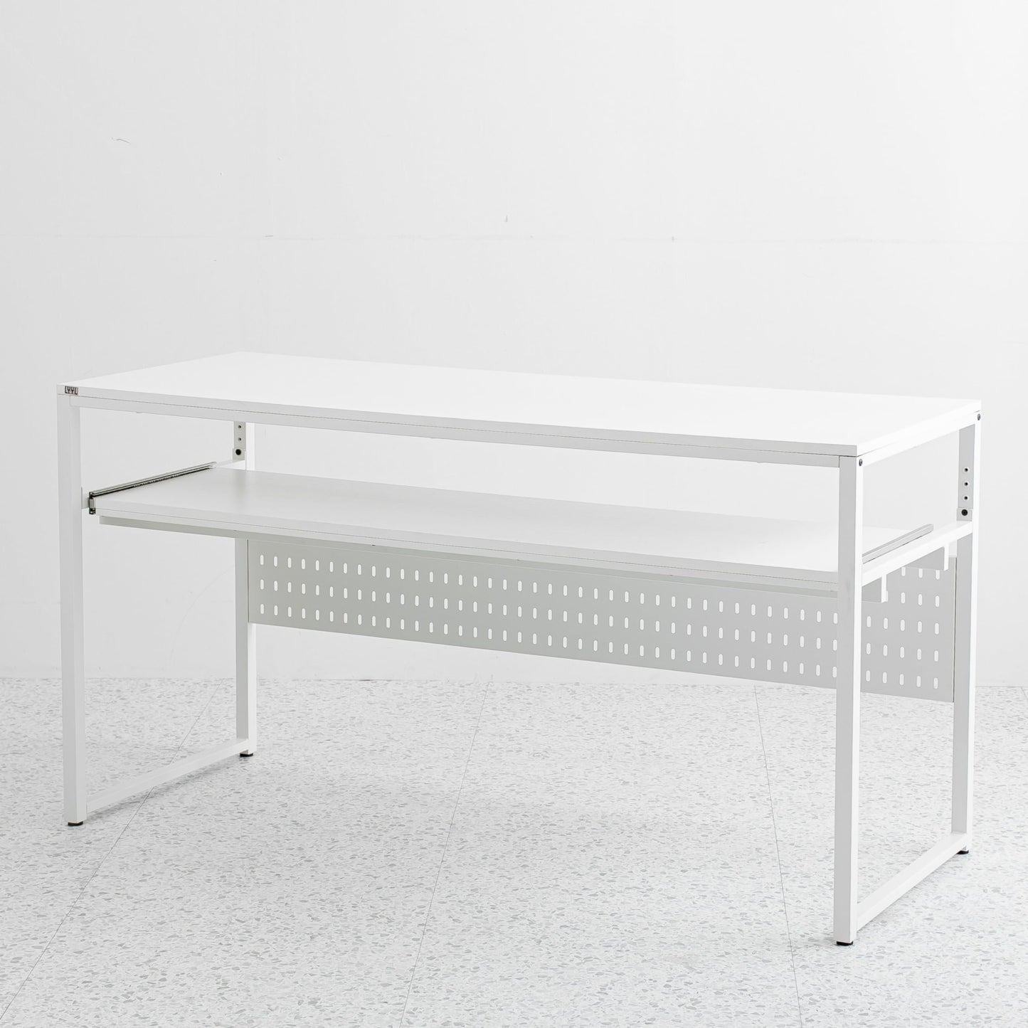 LYYL Music Studio Desk with Keyboard Tray, for Full 88 Keys and 61 Keys (Music Producer Desk) (White, 88 Keys (Without Height Adjustment Bracket)