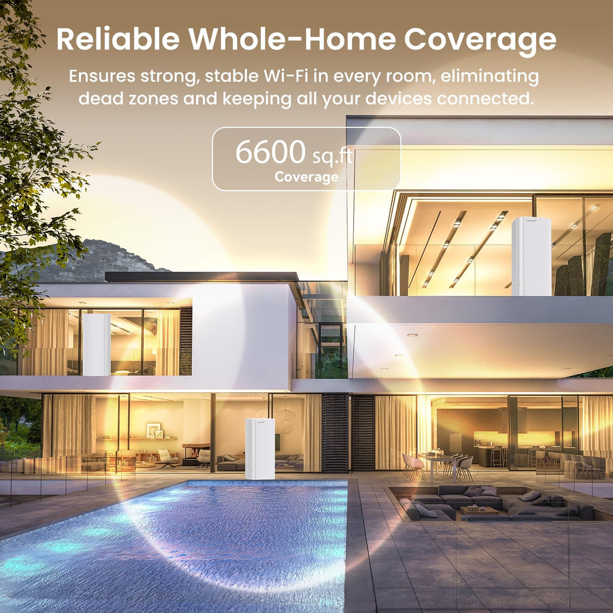 Tenda BE5100 WiFi 7 Mesh WiFi System – Dual-Band Whole-Home Coverage (6,600 Sq. Ft.), 1×2.5G + 2×1G Gigabit Ports, MLO & Ethernet Backhaul for Seamless Roaming, EasyMesh & VPN Ready- ME6 Pro (3-Pack)