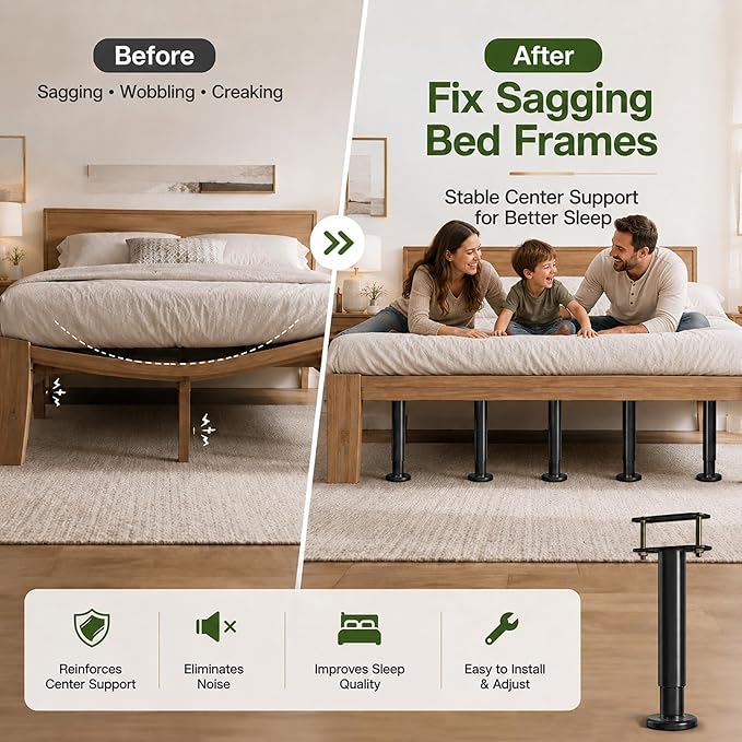 Under Bed Metal Support Legs, Adjustable Height Bed Frame Support Leg, Bed Slat
