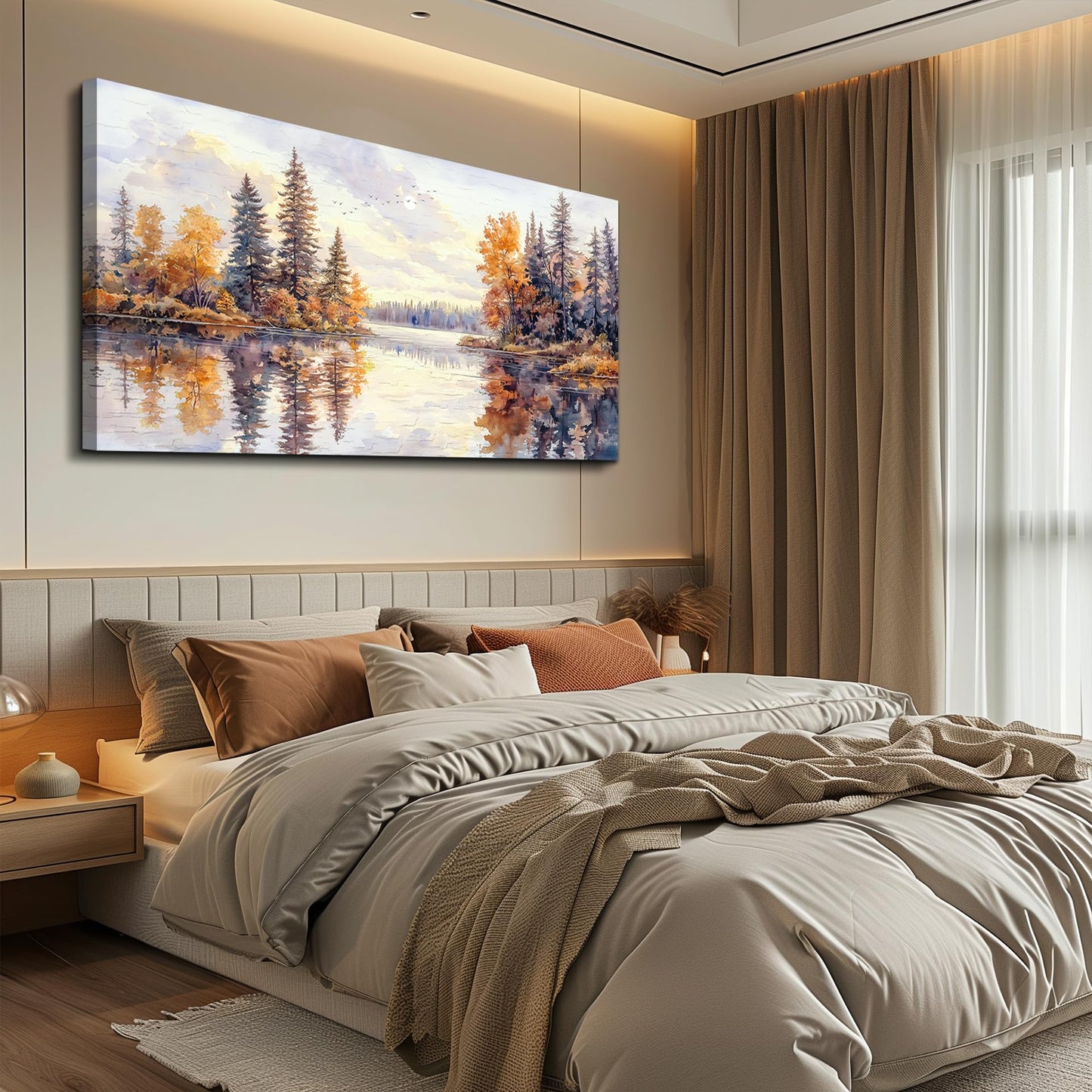 PHAOHUAXM Abstract Ink Landscape Painting Wall Art Painting Modern Canvas Print Natural Landscape Art Pictures Living Room Dining Room Wall Decor Bedroom Office Home Decoration Aesthetics 20x40 In