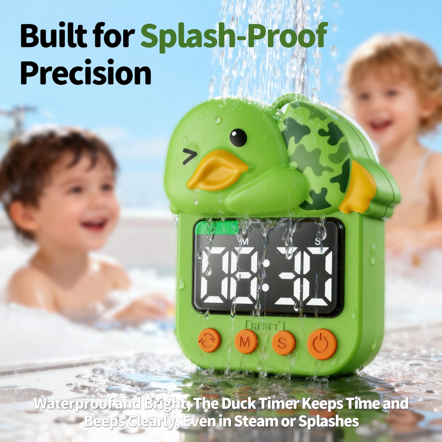 Shower Timer Waterproof Visual Timer for Kids - 99 Min Duck Shaped Digital Toddler Timer with Color Countdown Rechargeable Potty Training Shower Clock for Bathroom Toilet & Kitchen