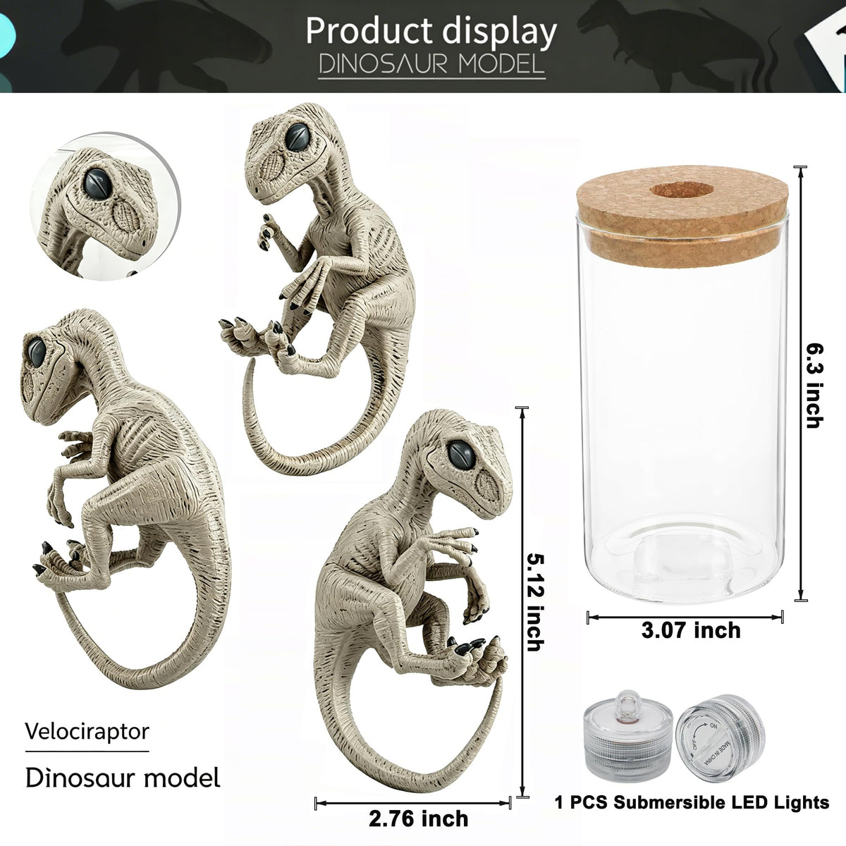 ARTOMIDE Dinosaur Table Lamp Night Light, Creative LED Ambient Lamp, Unique Collectible Figurine Ornament, Perfect Home Bedroom Office Decor & Gift for Dinosaur Lovers（Velociraptor）