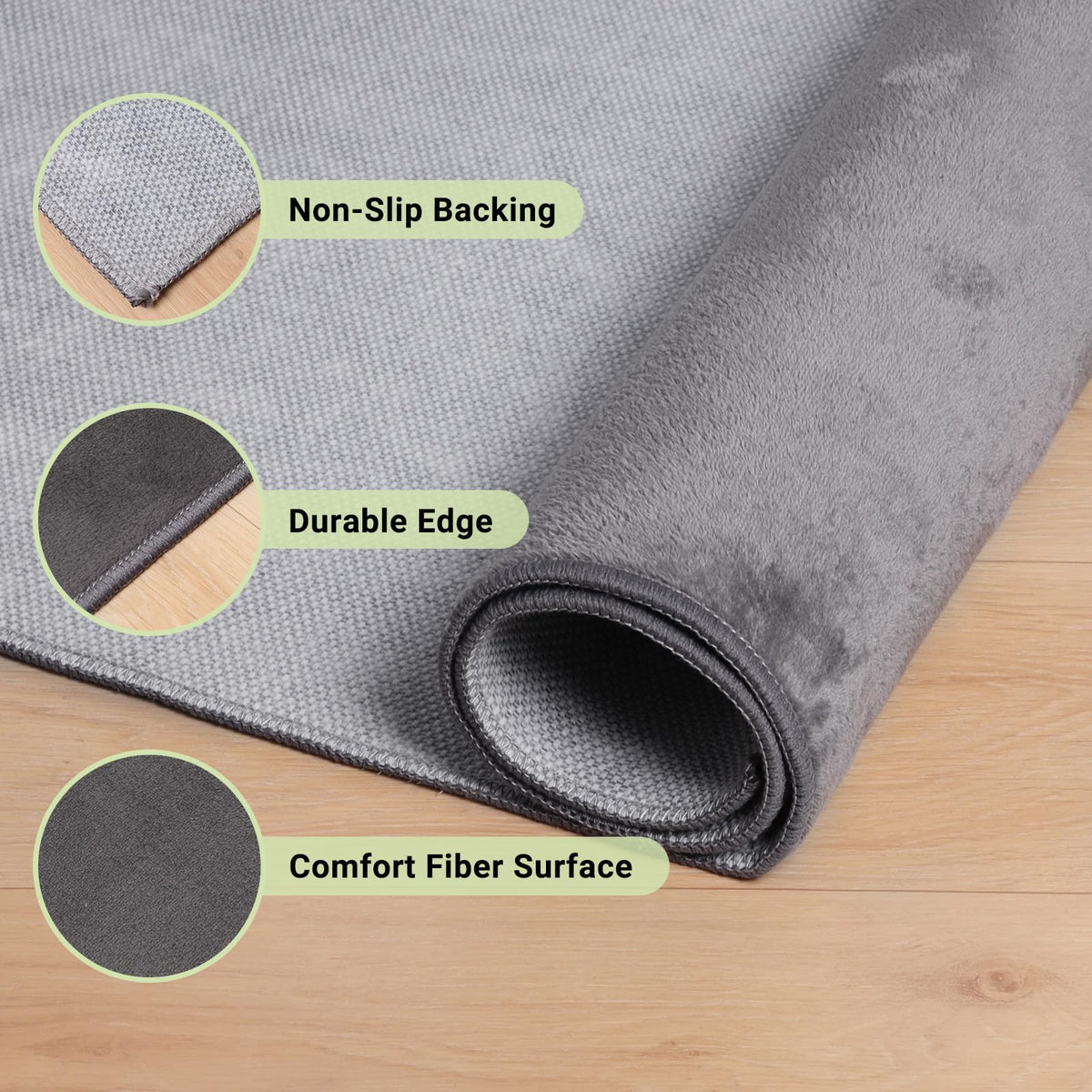 QQpony Office Chair Mat, 75" x 60" Large Chair Mat for Hard Floors, Flannel Fabric Area Rug for Hard Surface, Floor Protector Under Desk Mat for Home Office (Dark Grey)