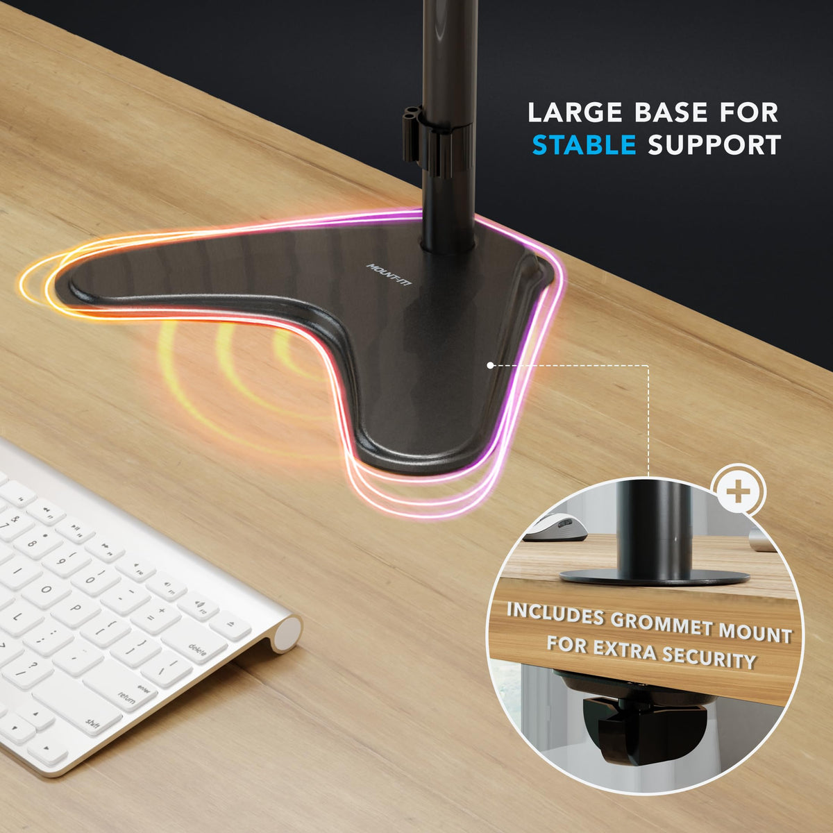Mount-It! Dual Monitor Stand, Premium Adjustable Desk Mount for Two 13–32 Inch Screens up to 17 lbs Each, Full Motion Swivel Tilt Rotate Height Adjustable Arms, VESA 75x75 100x100, Steel Base