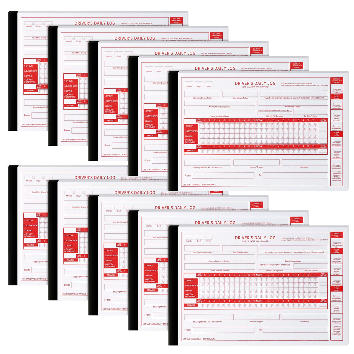 Weekgrat 10 Pack 2026 New Driver Daily Log Book 8.5" x 5.5" Log Book with Detailed Driver Vehicle Inspection Report Recap for Truck, 2-Ply Carbonless (Typical)