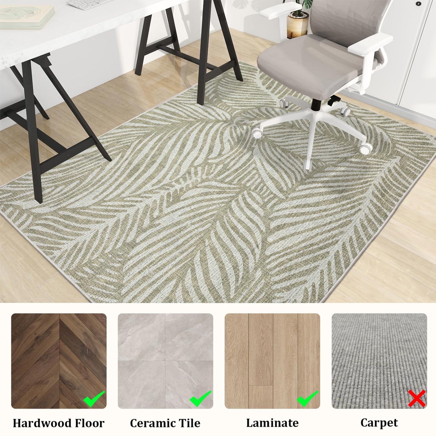 Office Chair Mat for Hardwood Floor, 60"x45" Easy Glide Computer Desk Mat Protector for Rolling Chair Under Desk Rug Nonslip Backing, Machine Wash, (Modern)
