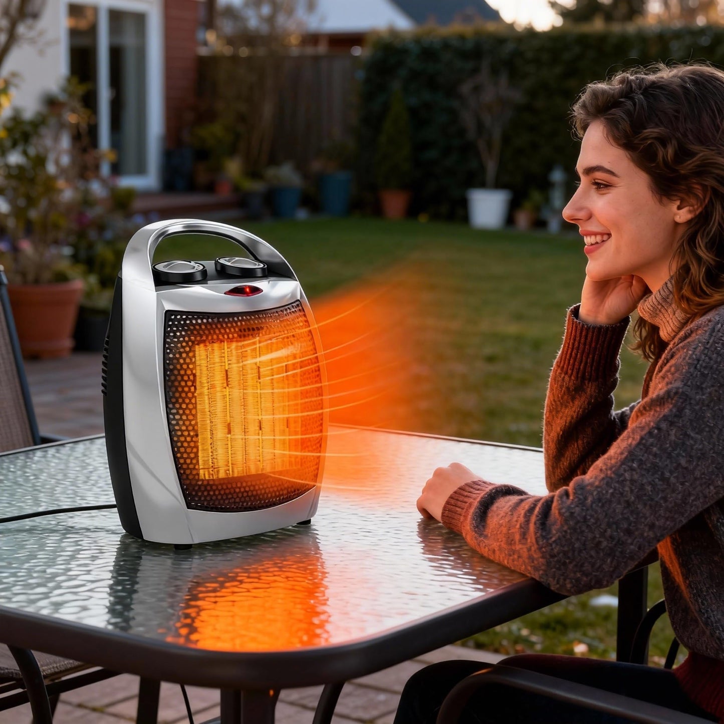 Space Heater - Greenhouse Heater, Heater with Fan, 1500W & 750W, Fast Heating, Safe Quiet with Tip-Over & Overheat Protection for Office Desk & Pets (Silver)
