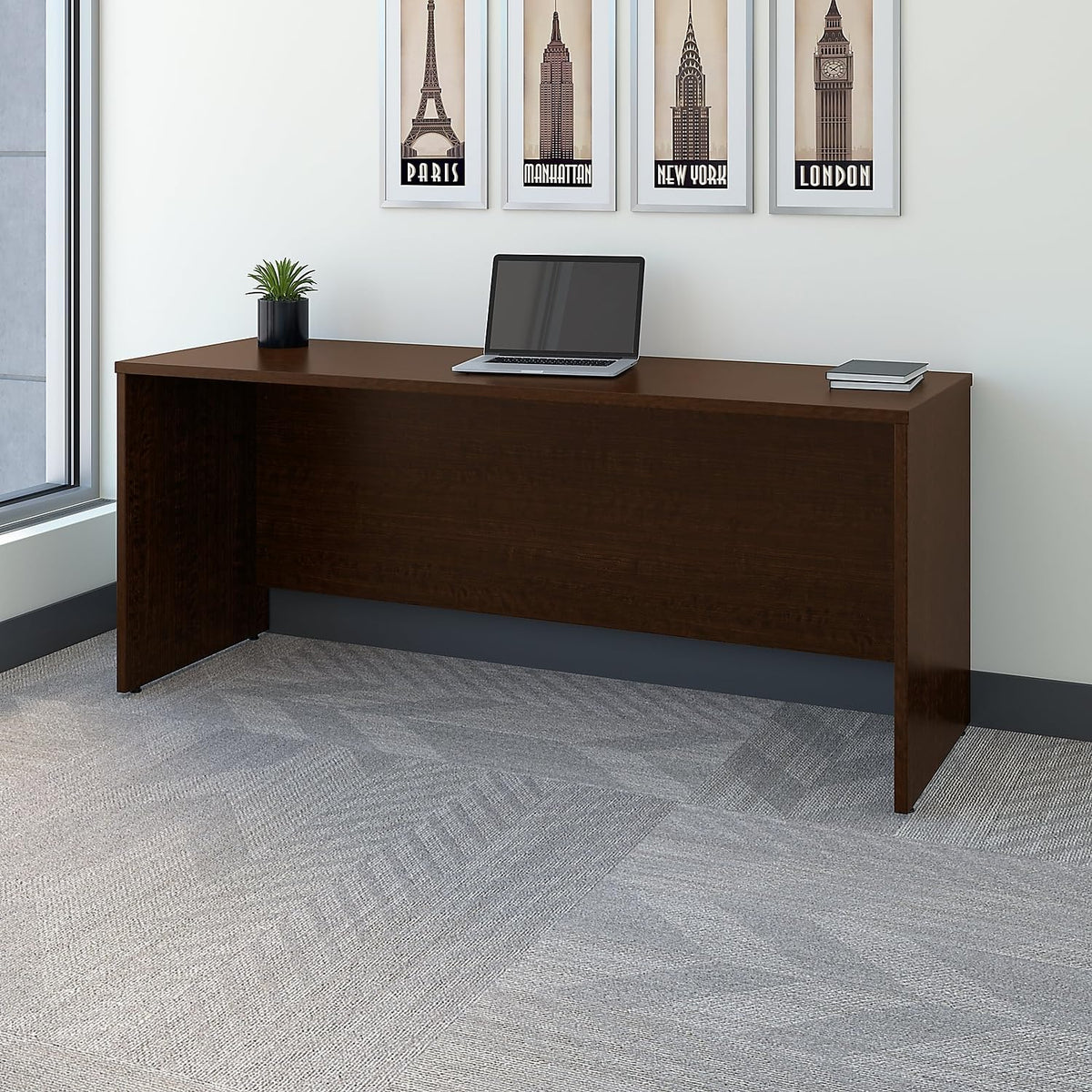 Bush Business Furniture Series C 72W Credenza Desk in Mocha Cherry, Large Computer Table for Home and Professional Office