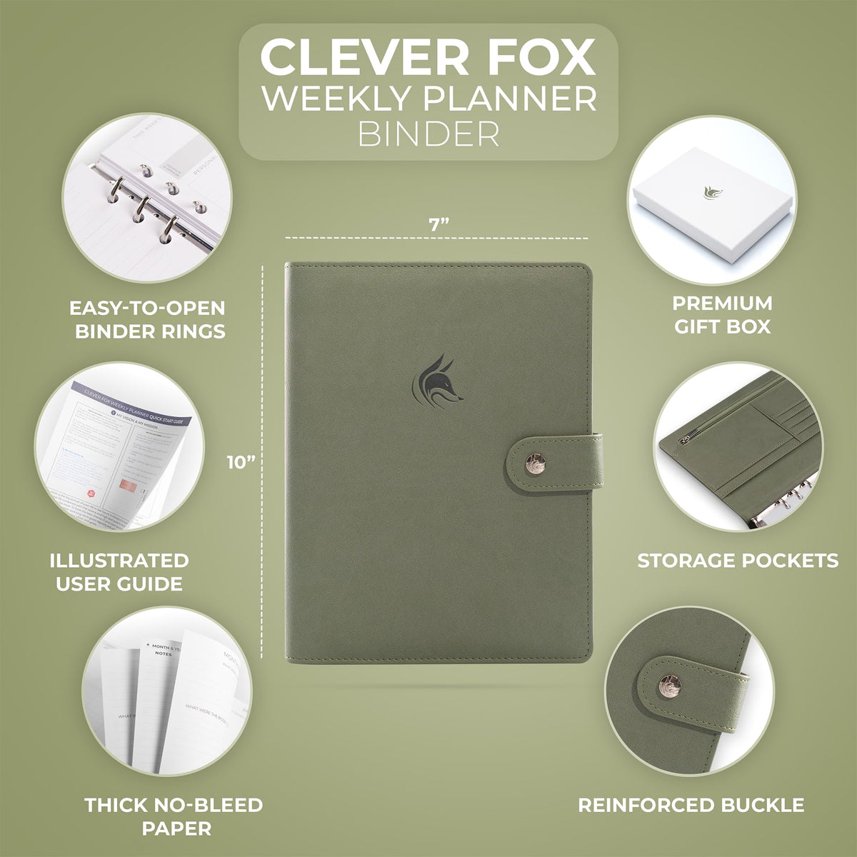 Clever Fox Weekly Planner Binder – Goal Setting Planner for Time Management & Weekly Tasks – Work & Life Organizer with To Do List & Habit Tracker – Undated, 7″ x 9″ Hardcover (Cypress)
