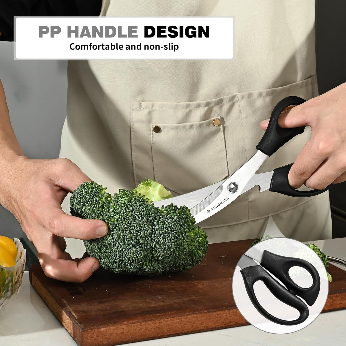 Heavy Duty BBQ Shears, Super Sharp All Purpose Kitchen Poultry Shears, Korean Barbeque Scissors with Anti-slip Handle, Serrated Blades with Bottle Opener function