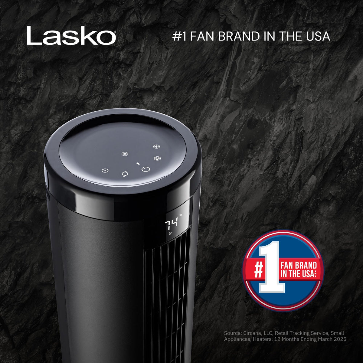 Lasko Elevation Adjustable Tower Fan 42”-54”, Pedestal Fan, 31 ft/s Airflow, Quiet 28 dB, 90° Oscillation, 12h Timer, Remote, Black, EST100