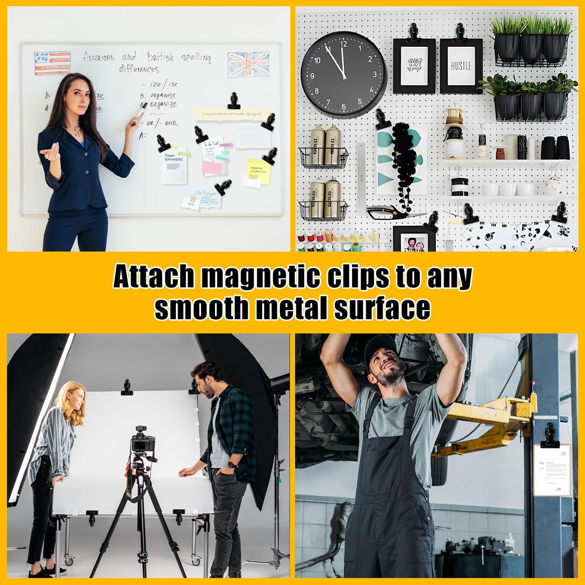 2 Pcs Heavy Duty Magnetic Clips with 1.5 Inch Mouth Opening - Securely Grip Flags, Backdrop Blueprints, Calendars,Tools - Ideal for Artists, Photography Shooting Studios, Worksite, Offices, Tool Carts