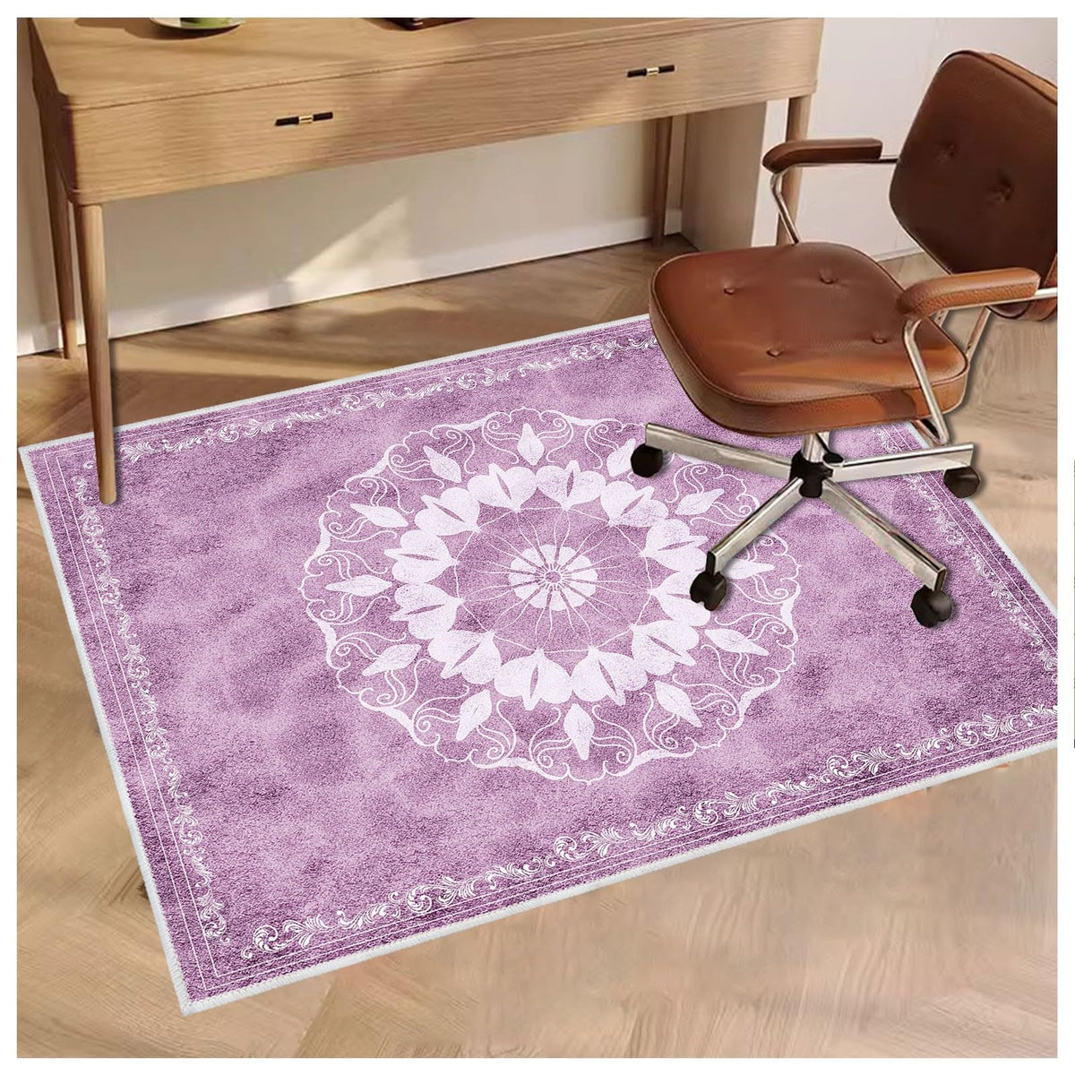 Office Chair Mat for Hard Floors, Desk Chair Rug Protector for Rolling Chair, Anti-Slip Computer Gaming Chair Mat, Carpet Mats for Home Office(Purple,3×4ft/36×48in)