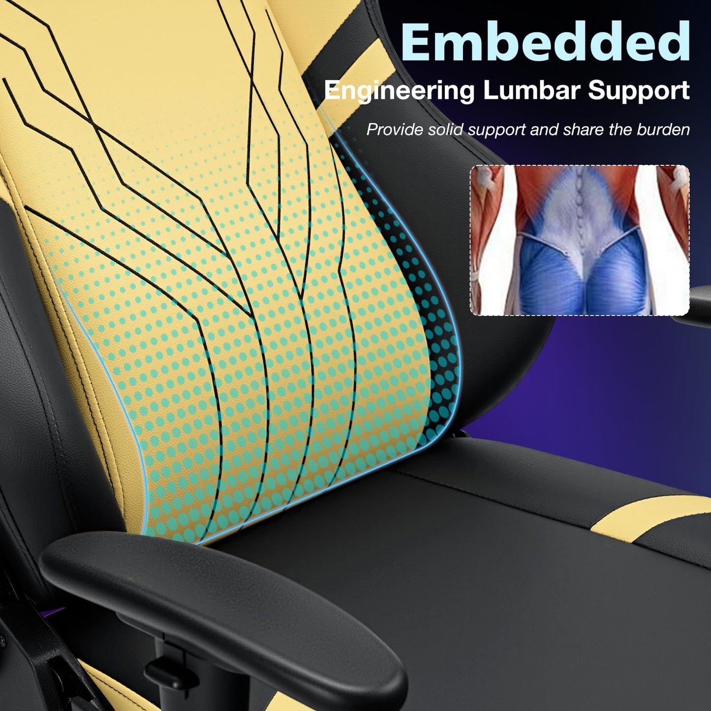 HOFFREE Gaming Chair with Footrest 160° Reclining Computer Chair with 15° Rocking Function Ergonomic Game Chairs for Adults 400lbs Home Office Compueter Desk Chair with 2D Armrests Yellow and Black