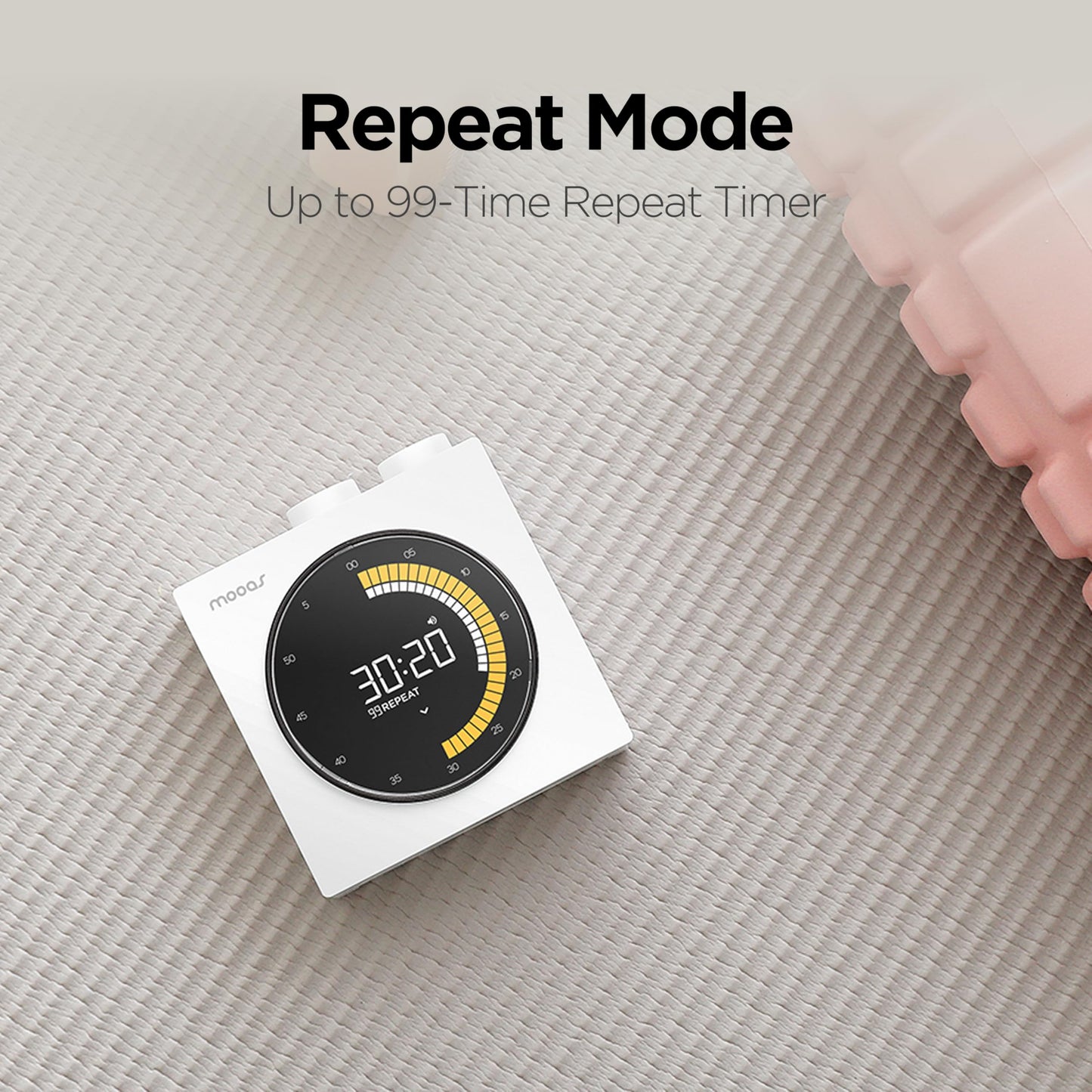 mooas Time Loop Digital Visual Timer, Rechargeable Wireless, LCD Large Display, Portable, Visual Timer, Brightness Adjustment, Count Up/Down, Pomodoro Timer for ADHD, Study, Home Schooling (Black)
