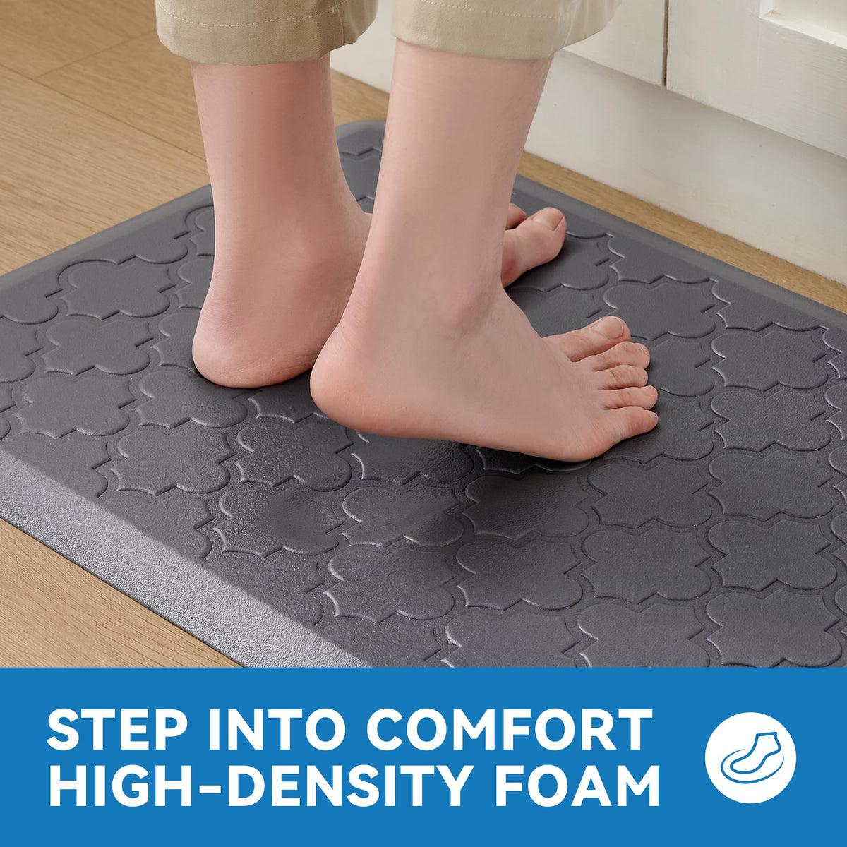 FYATHM Kitchen Mat Cushioned Anti Fatigue for Floor, Non-Slip Waterproof Comfort Rug for Kitchen Sink, Standing Desk & Laundry, 17.3"x39", Grey