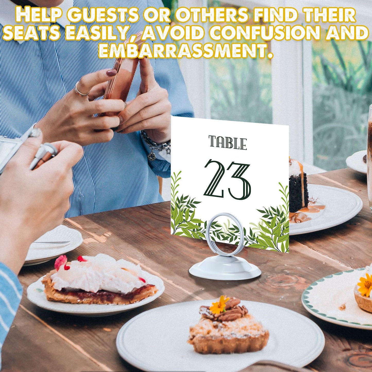 MotiMind 24 Pcs Table Number Holders-Metal Place Card Holders Table Number Stands Tabletop Sign Stands for Photos, Menu, Memo, Notes, Wedding, Restaurant, Banquet, Birthday(White)