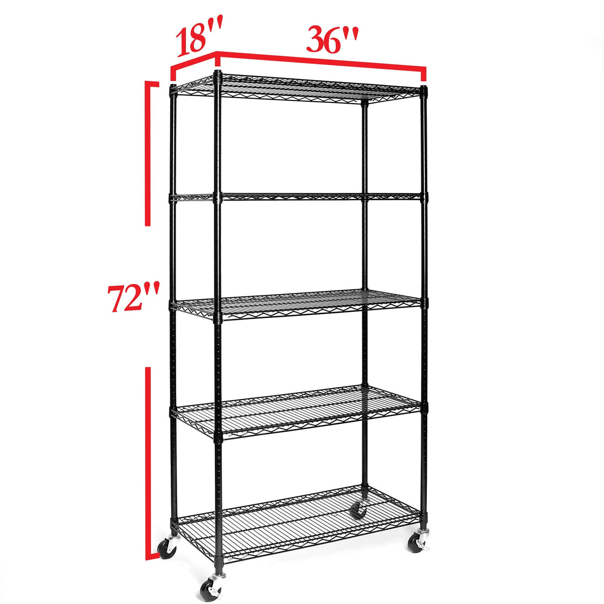 Seville Classics UltraDurable Heavy Duty NSF Solid Steel Wire Rack Storage Unit, Organizer for Garage, Warehouse, Office, Restaurant, Classroom, Kitchen, Black, 5-Tier Shelving, 36" W x 18" D