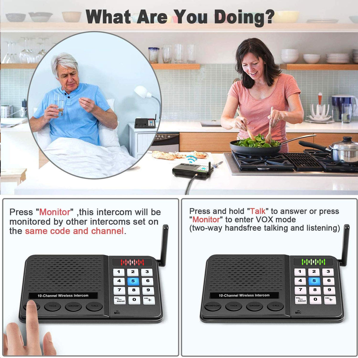 6 Pack Intercoms Wireless for Home - Room to Room Intercom System for House, Business, Office, Hotel - Long Range Home Communication System