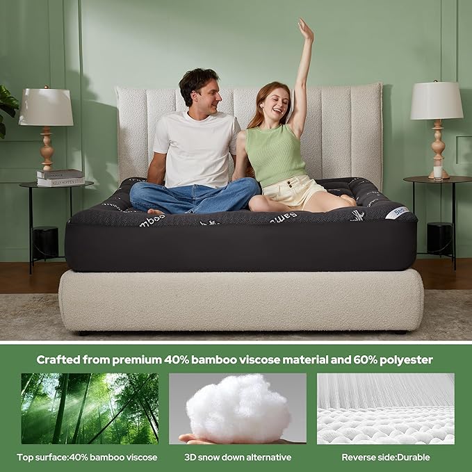 BEDLORE RV Queen Mattress Topper Viscose Derived from Bamboo, Pillow Top