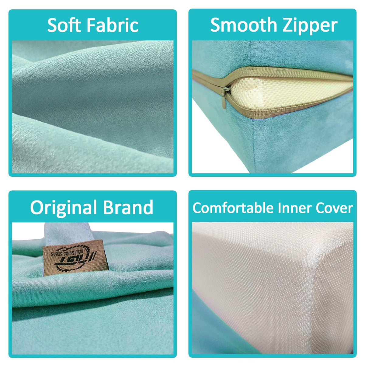NGT new guide steps Yoga Bolster Pillow for Meditation and Support - Rectangular Yoga Cushion Foam Wedges Washable Suede Pillowcase for Men and Women with Carry Handles.(Green Soft fabric)