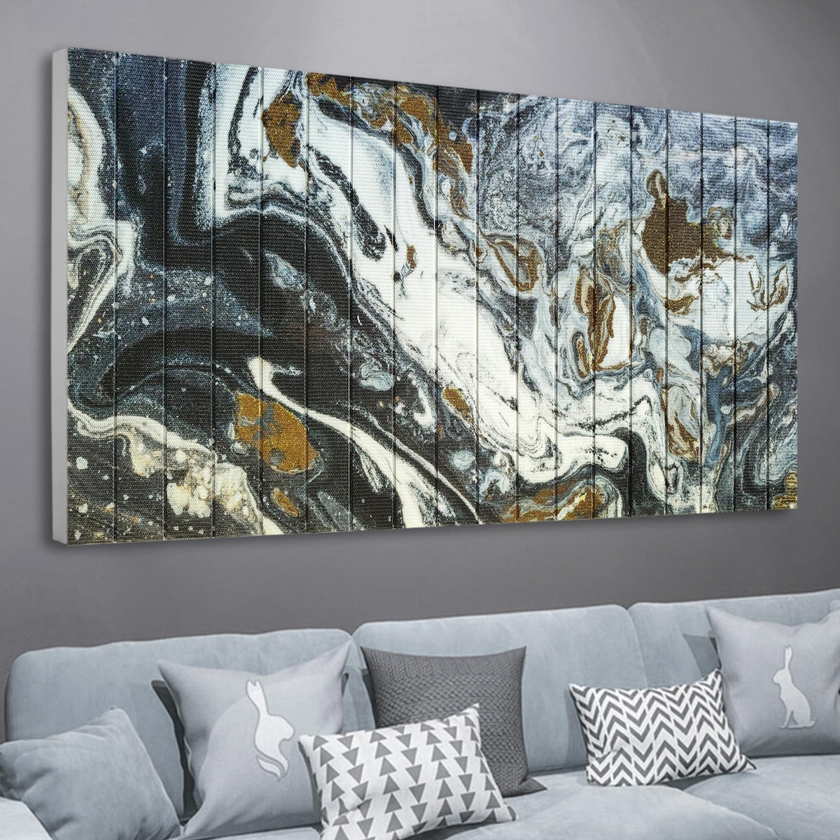 llribbons Framed Abstract Canvas Ribbon Wall Art Black White Gold Pictures Living Room Wall Decor Modern Painting Handmade 3D Woven Textured Prints Artwork for Bedroom Home Office Decoration 20" x 40"