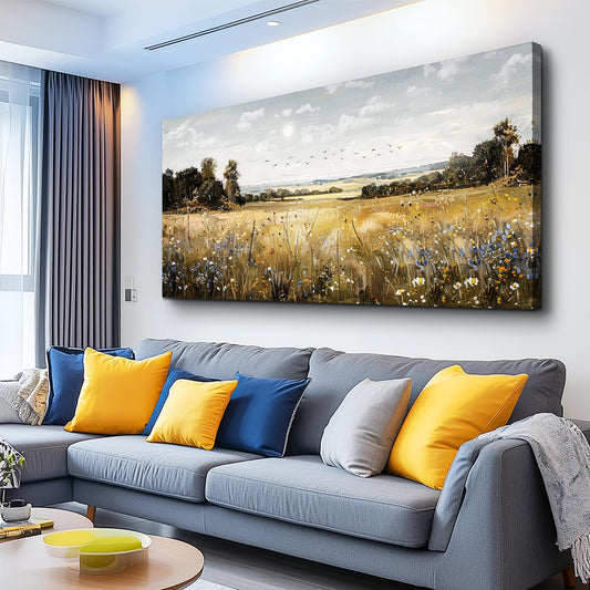 KELIYUAN Canvas Wall Art For Living Room Farmhouse Wall Decor For Bedroom Office Decorations Field Scenery Painting Countryside Wall Pictures Artwork Modern Ready To Hang Home Decor 20"X40"