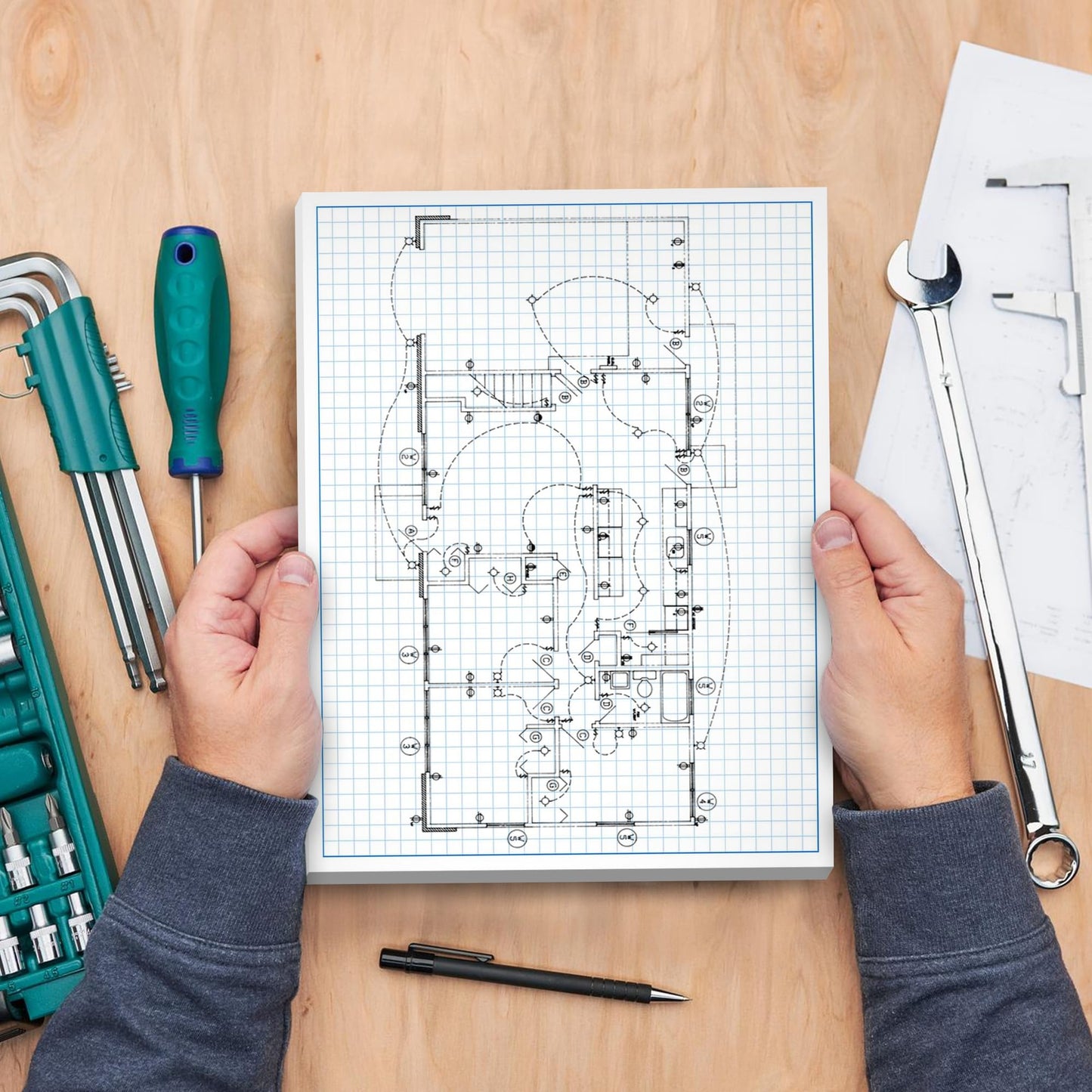 Graph Paper Pad for Blueprint Drawings, Drafting, Engineering Drawing, and Planning - Graph Paper 11x17 Blueprint Quadrille Grid Paper Pads with Blue Lines, High Brightness 50 Sheets (1-Pack)