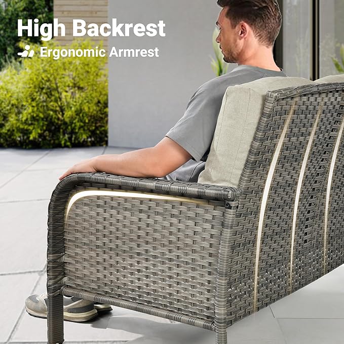 ovios 2-Piece Patio Furniture Set, Outdoor Wicker Sofa