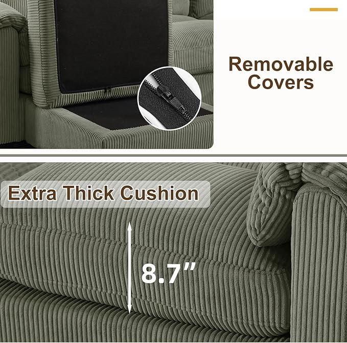 HAOMARKETS Corduroy Sofa Set, Upholstered Armchair and Loveseat