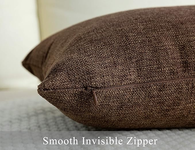 Stellhome Fall Burlap Throw Pillow Covers Solid Farmhouse Linen Pillowcase