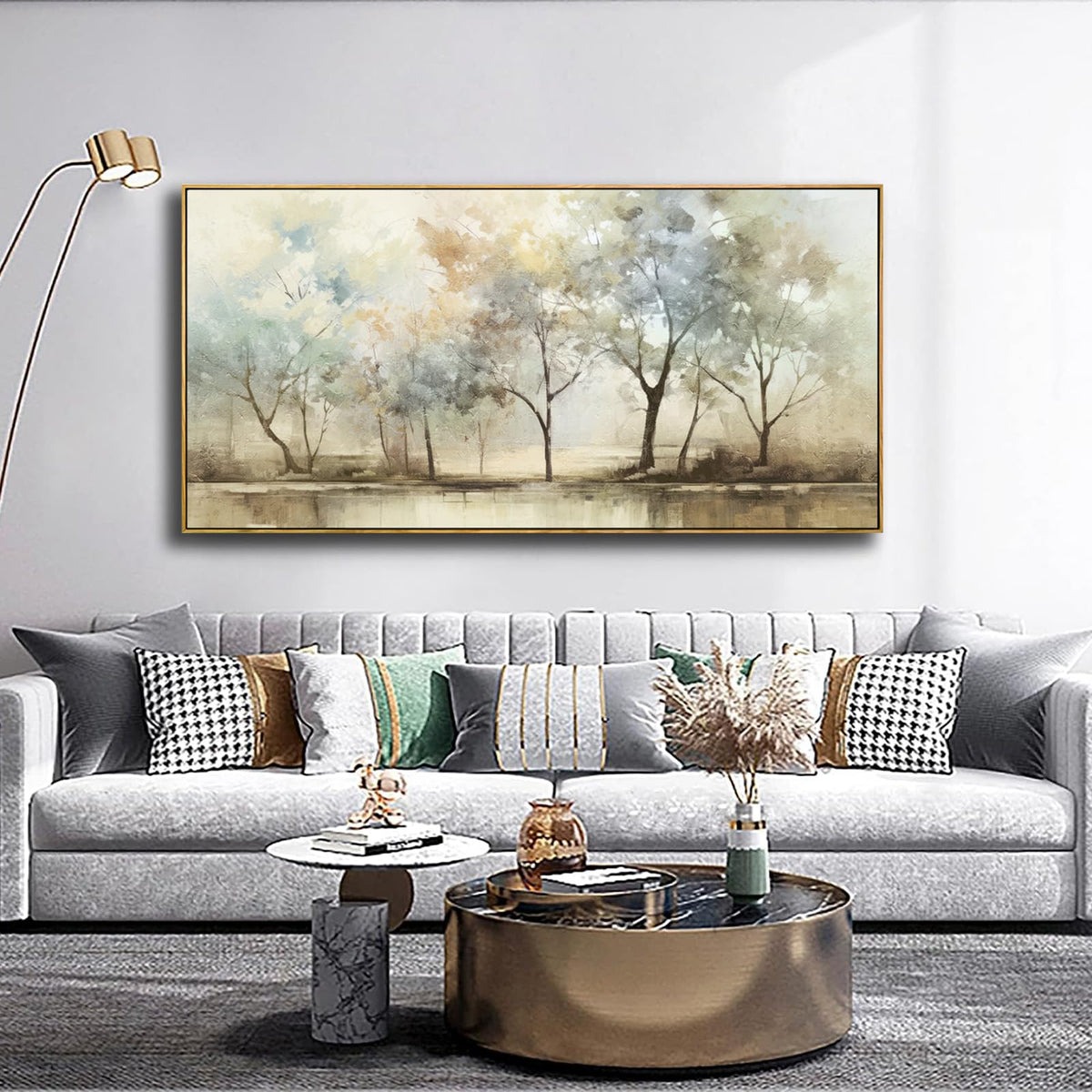 VHMING Abstract Wall Art Artwork Retro Trees Pictures Decor Canvas Painting Framed Ready to Hang Living Room Bedroom and Office Wall Decor 20x40 Inch