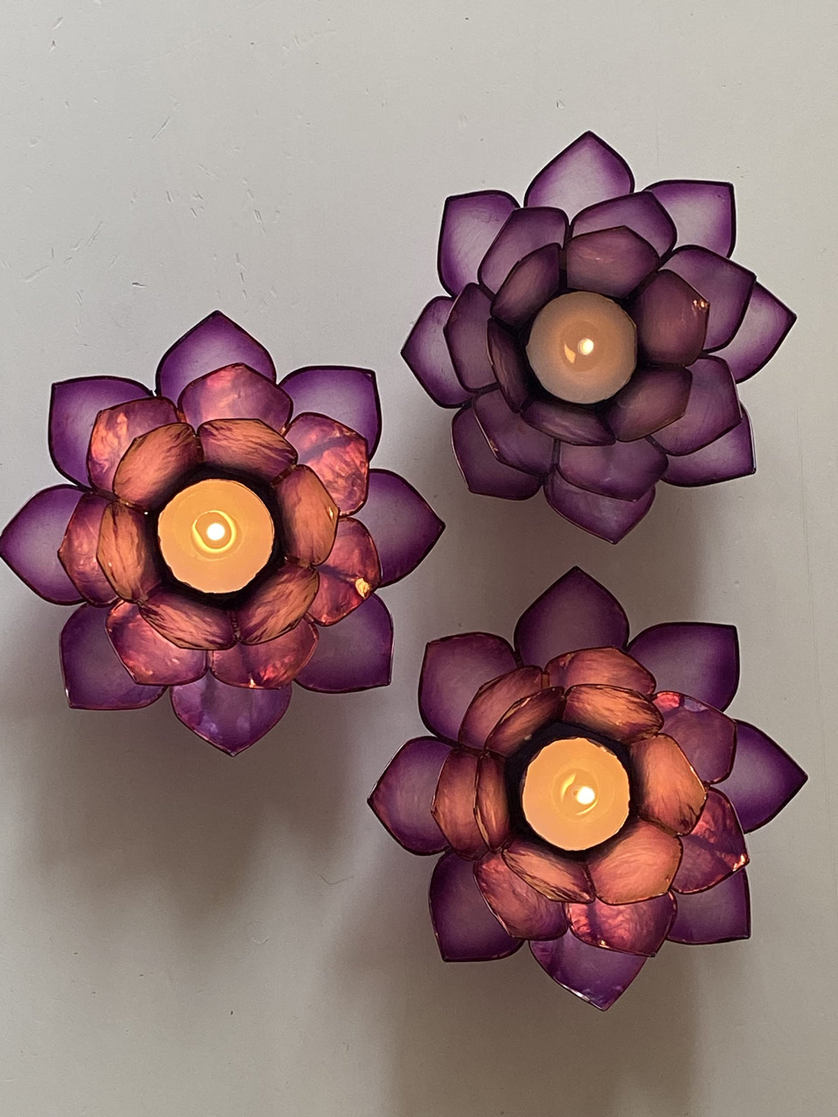 Om Gallery Capiz Shell Lotus Flower Decor Tealight Candle Holder for Serene Ambiance -Decorative Candle Holders for Meditation and Relaxation, Passion