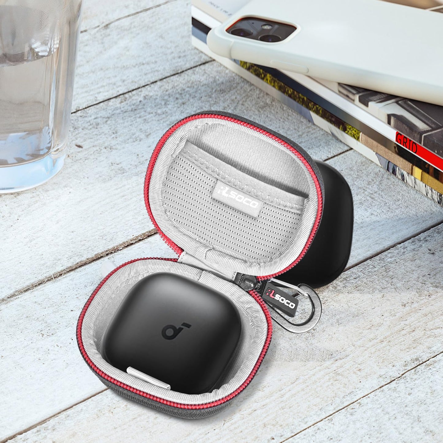RLSOCO Hard Case for Anker Soundcore Sport X20/Liberty 4 Pro Noise Cancelling Wireless Earbuds | Shockproof, Dustproof, Water-Resistant Storage Pouch with Sturdy Metal Hook (Case Only)