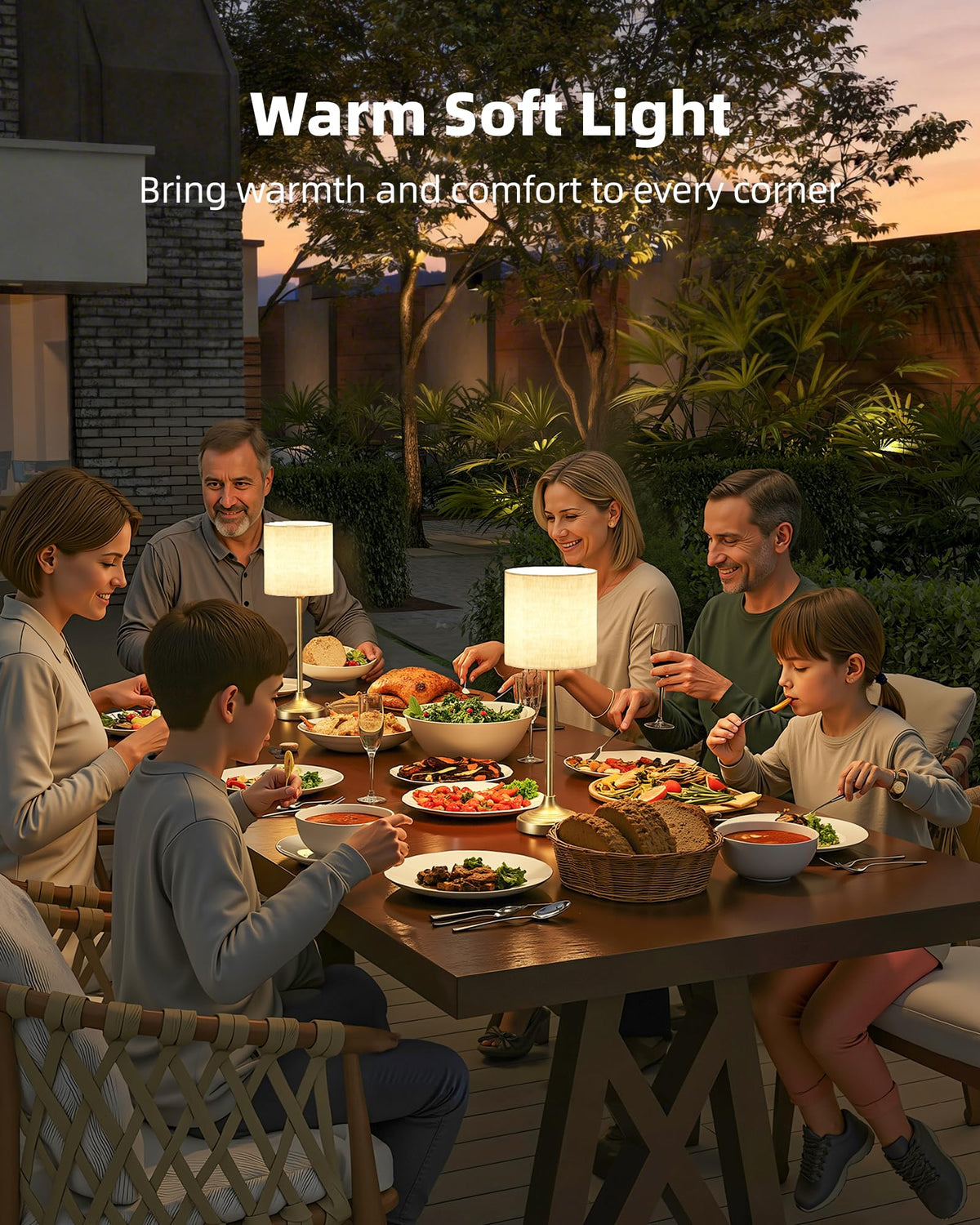 Cordless Table Lamp, 8000mAh, Dimmable, Ambient Light, 2700K, Touch Control, Portable, LED, Wireless, Rechargeable, Battery Operated, Desk Lamp, Kitchen Lamp, Fabric Shade, for Dining Room, Bedroom