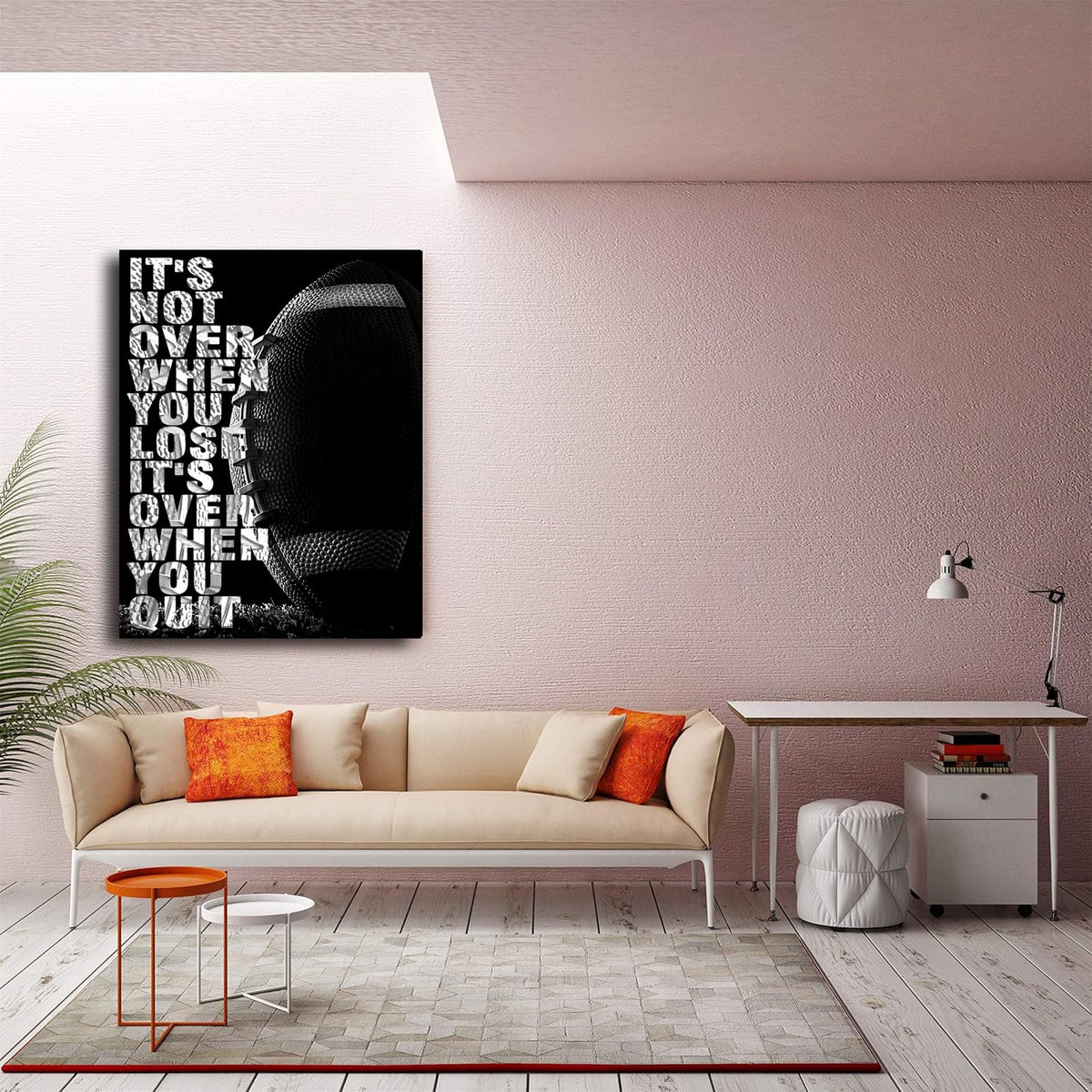 Football Inspirational Wall Art Entrepreneur Quotes Its Not Over When You Lose Canvas Posters -Motivational Sport Canvas Print Frame Picture Painting for Office Kids Boys Bedroom-24"x32"