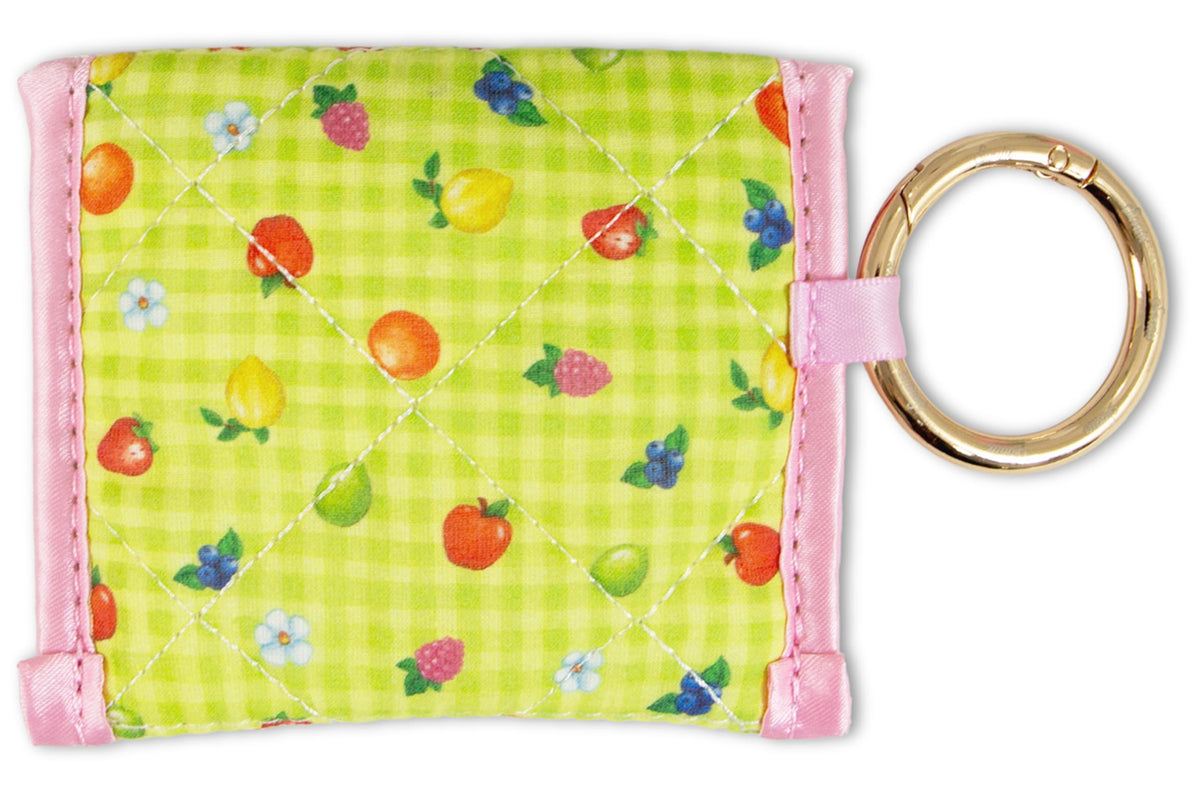 Sonix Quilted Earbud Pouch | Premium Cotton Bag Charm for AirPods, Keychain Storage Case Cover with Carabiner Ring | Strawberry Shortcake Berry Besties Rainbow