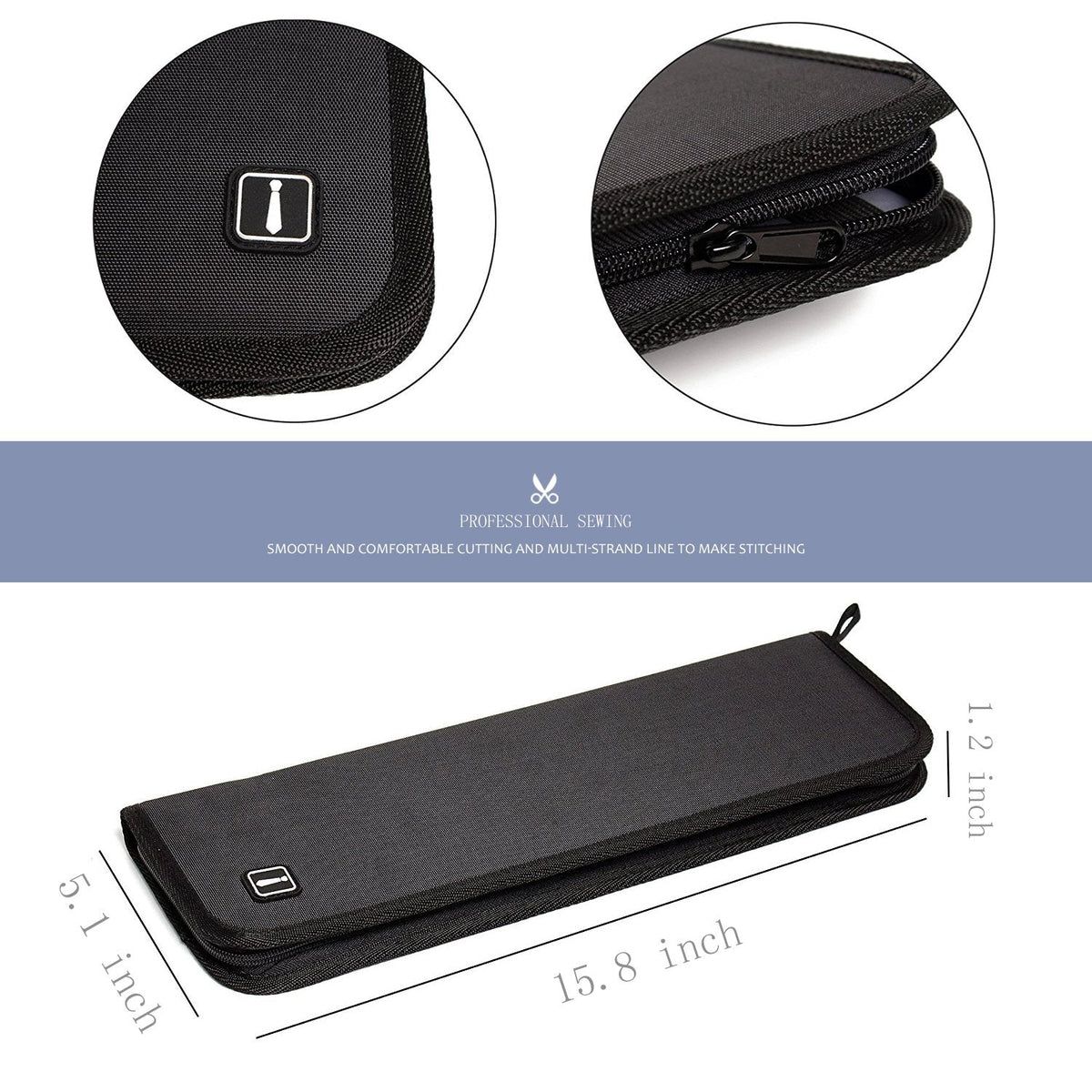 Iristide Travel Tie Case, Portable Waterproof Necktie Cufflinks Storage Box Tie Holder Stored up to 4-5 Ties - Black