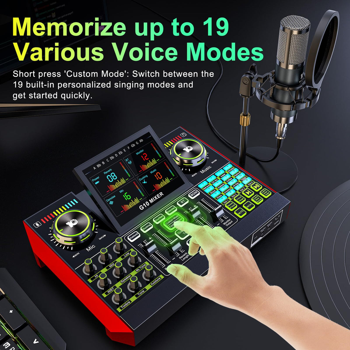 neculogy G10 Podcast Equipment Bundled with Audio Mixer Integrated Podcast Production Studio, Equipped with P15 Microphone, Used for Live Streaming, Podcast Recording PC,YouTube Recording