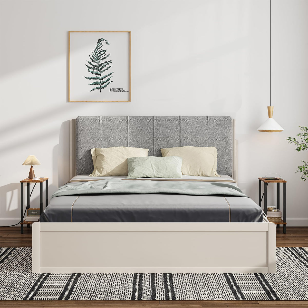 TUTOTAK Small End Table with Charging Station, Narrow Side Table with USB Ports and Outlets, Skinny Sofa Table, Slim Nightstand, Living Room, Bed Room, Brown TB01BB060