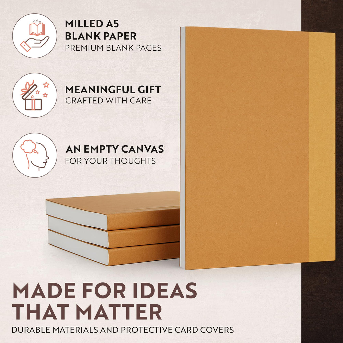 moonster A5 Refill Paper Lined, 320 Pages – A5 Paper Inserts (8.3x5.9 in) for Refillable Leather Notebooks – 70gsm Smooth Writing Journal Refill Page with Bookmark