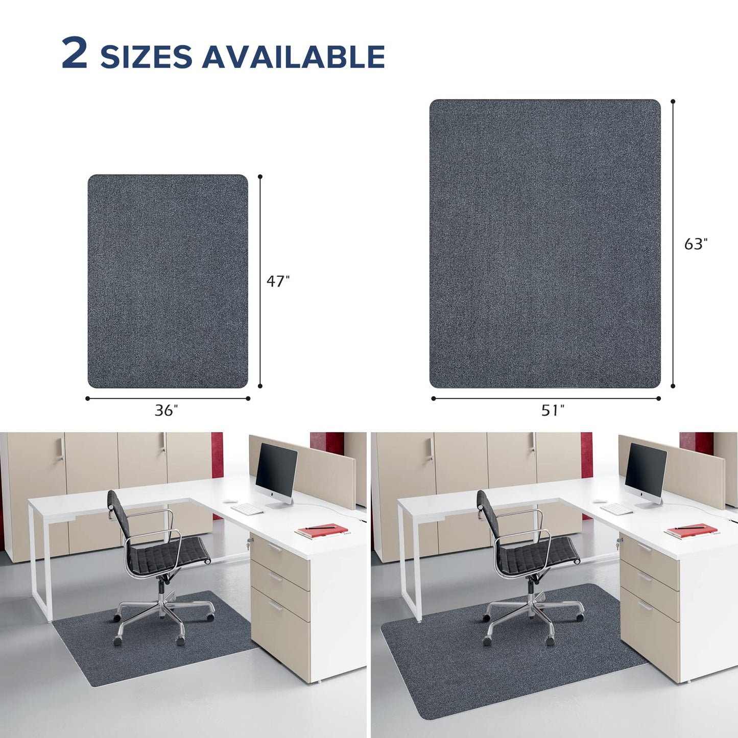 Chair Mat for Hard Floors, QQpony 1/6" Thick 63"x51" Office Chair Mat for Hardwood Floors, Premium Floor Protector Desk Rug for Home Office (Dark Grey)