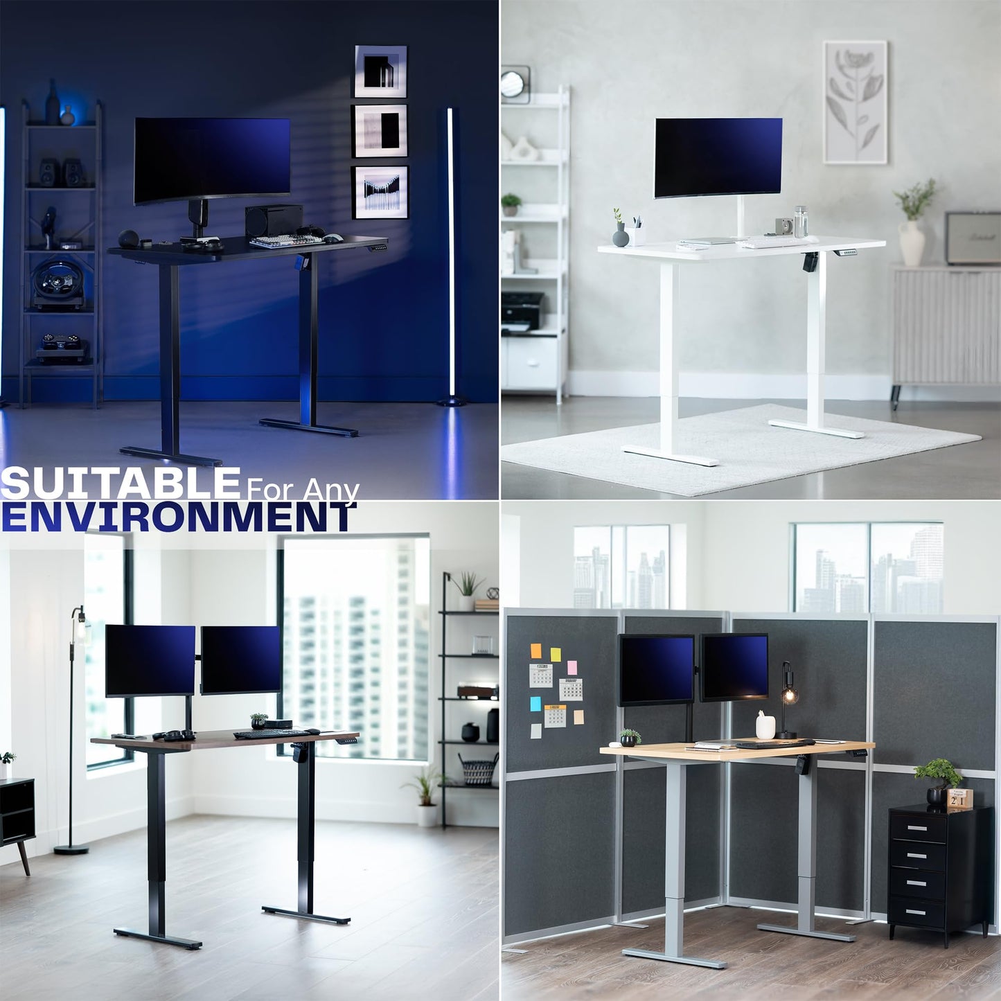 VIVO Electric 71 x 30 in Standing Desk, Memory Height Adjustment, 1B Series, Holds 220 lbs, Black Top Black Frame, DESK-KIT-1B7B