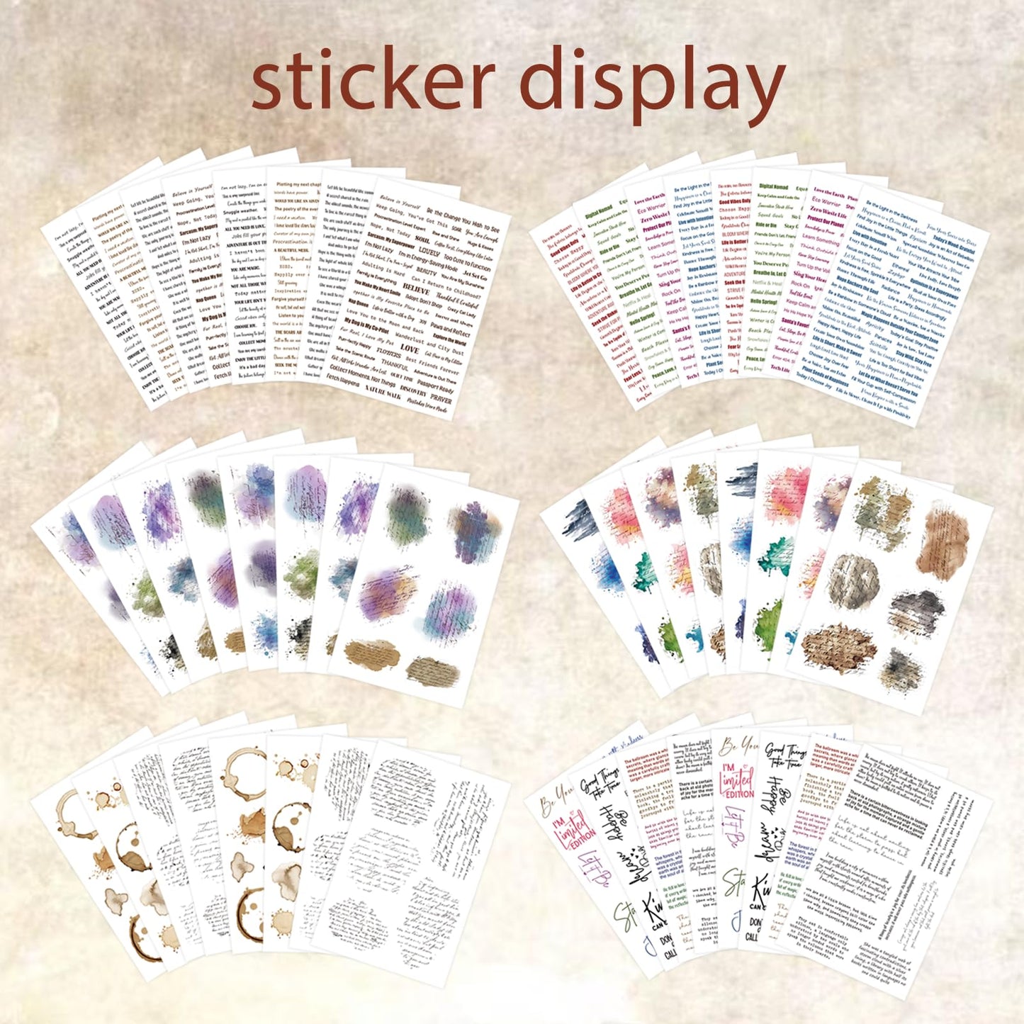 ZHIJIANHZ Transparent PET Quote Stickers, 48 Sheets 1100+ Pcs Scrapbook Supplies, Word Stickers for Journaling, Vision Board, Card Making, Junk Journal