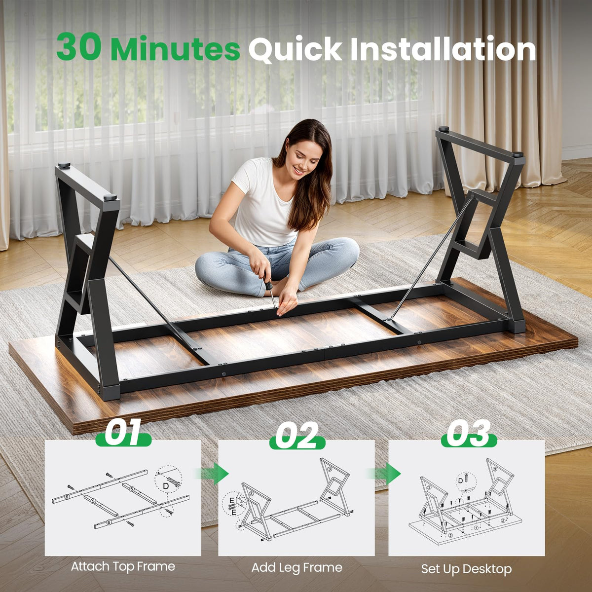 OHOHOLIVE 70.8" Large Executive Desk - Computer Office Desk Workstation, Modern Business Writing Table with Sturdy Metal Legs for Home Office (Wood Color, 71 Inch)