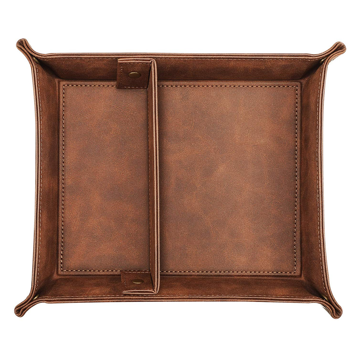 SITHON Valet Tray Desktop Storage Organizer, Removable 2 Compartments Catchall Tray Bedside Vanity Nightstand Caddy Holder Desk Storage Plate, Valentine's Day Gift, Brown