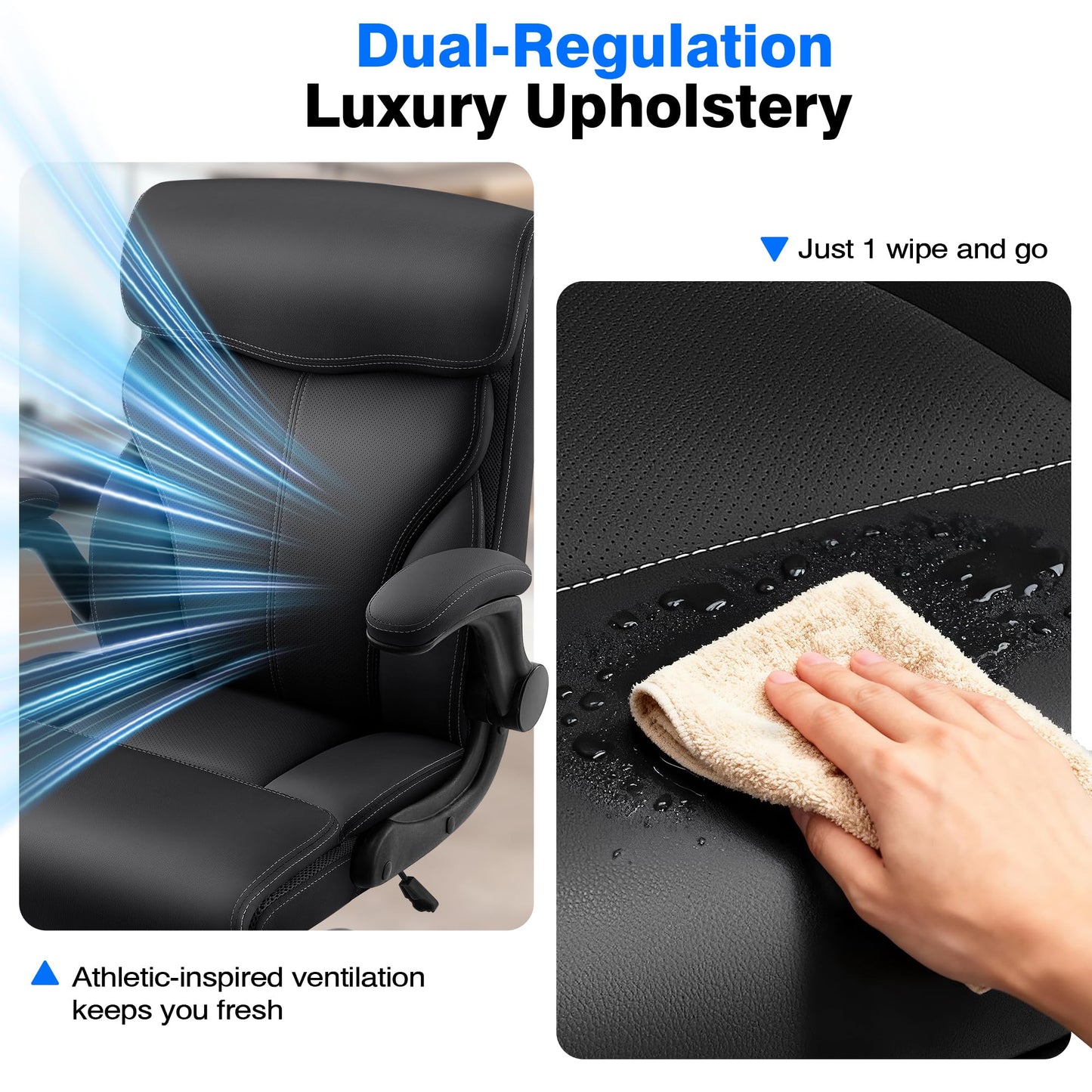 AreShark Office Chair - Executive High Back Breathable Comfy Desk Chair with Lumbar Support - Ergonomic Leather Rolling Swivel Computer Chair with Rock Function for Working Studying Gaming Relaxing