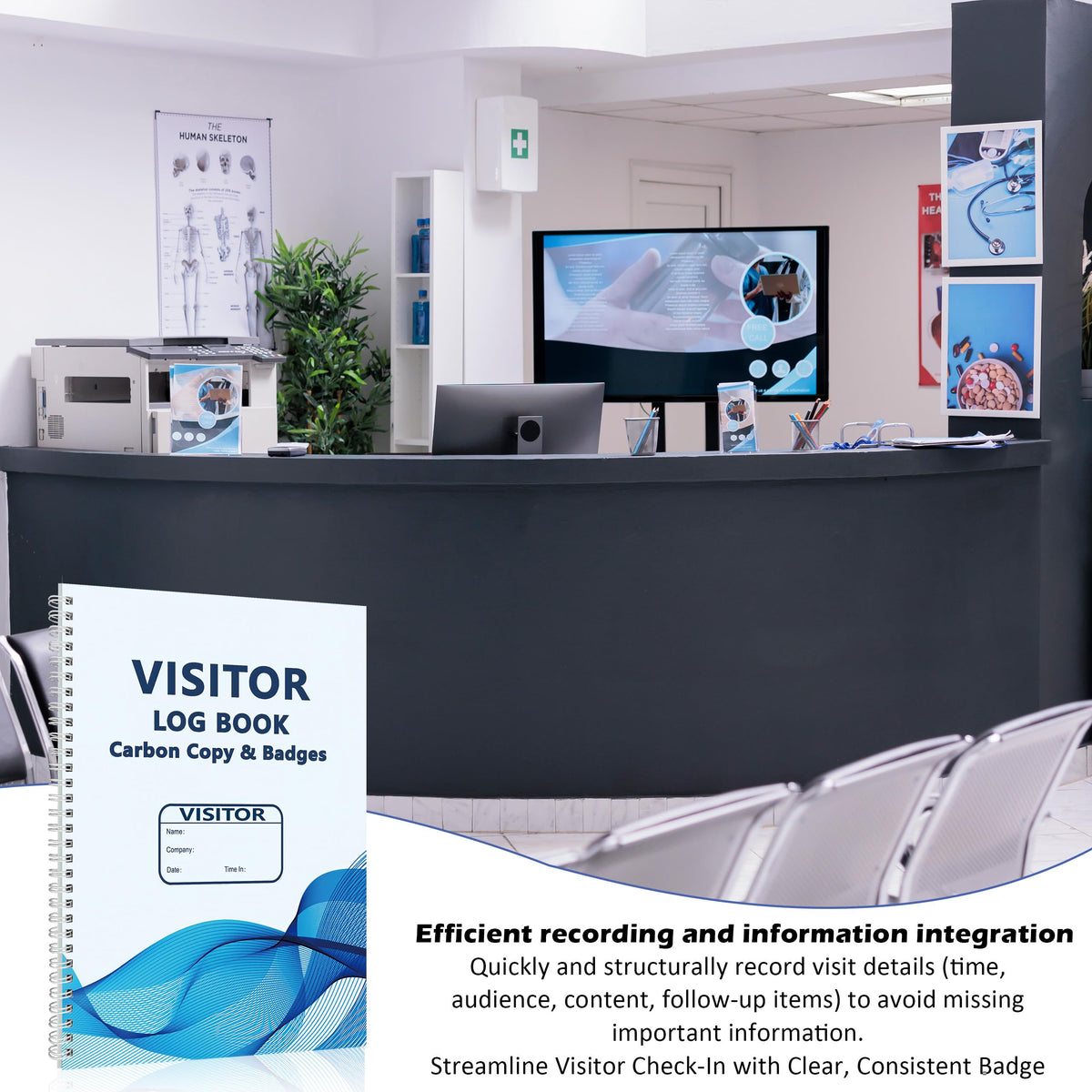 1 Pack Visitor Badges with Carbon Copy Visitor Stickers Letter Size Visitor Log Book Protecting Privacy Pages for School Church Business Visitor Pass Stickers 150 Visitor Badges 30 Memo Pages (1)